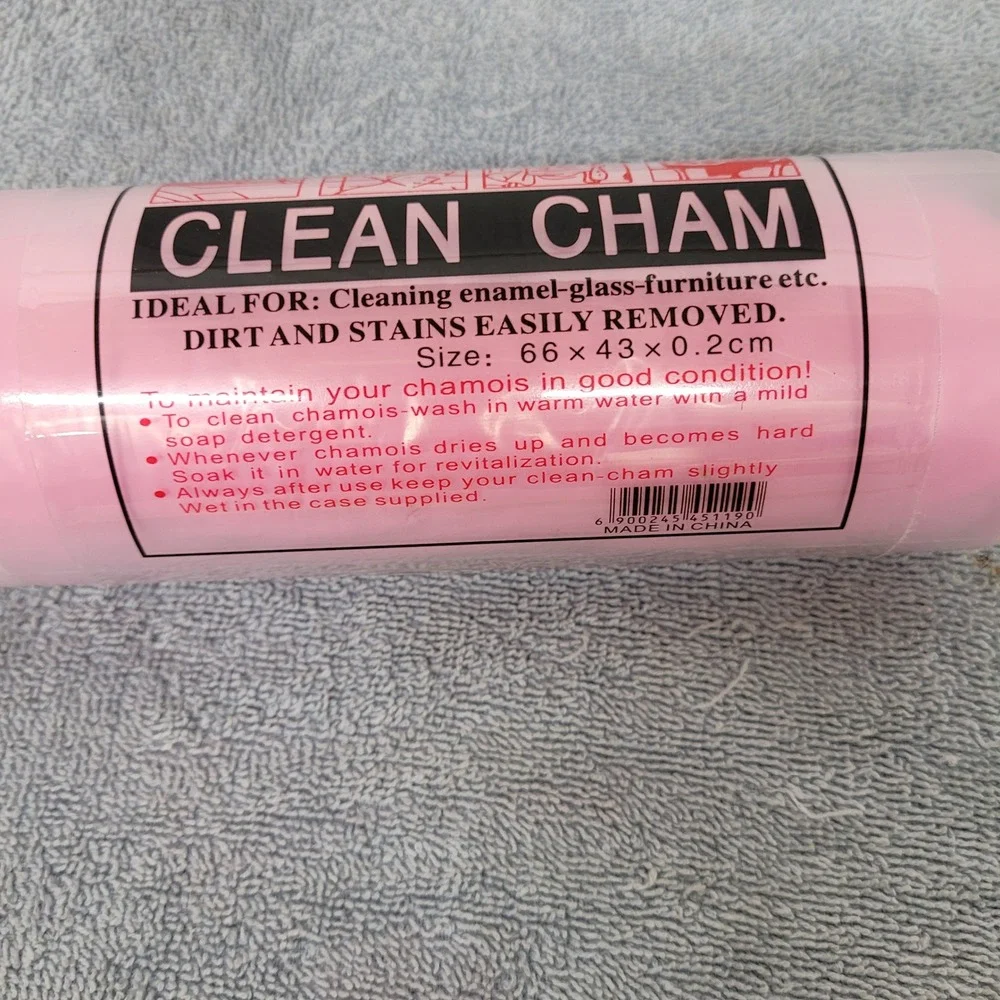 Clean Cham Synthetic‎ Chamois Pink Cleaning Cloth Towel with Case 66x43cm